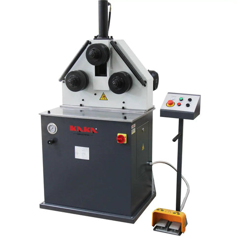 Kaka Industrial Heavy Duty Hydraulic Roll Bending Machine, 3-Roll metal forming equipment with pedal control.