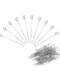 Stainless Steel Eye Pins 0.6mm 28mm Flat Head Pins For Jewelry Making Earrings Necklaces And Bead Craft 300 Pcs Jewelry Findings Beadwork Essentials For DIY Jewelry Projects Silver, silver eye pins on white