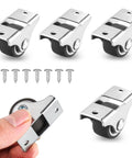 Four Pack Mini Rigid 1 Inch Caster Wheels Non Swivel Fixed Casters For Furniture Under Bed Storage Drawers with mounting screws