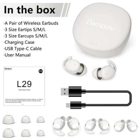 Get The Most Comfortable Wireless Sleep Earbuds That Are Super Small And Light With Ultra Soft Silicone accessories in box