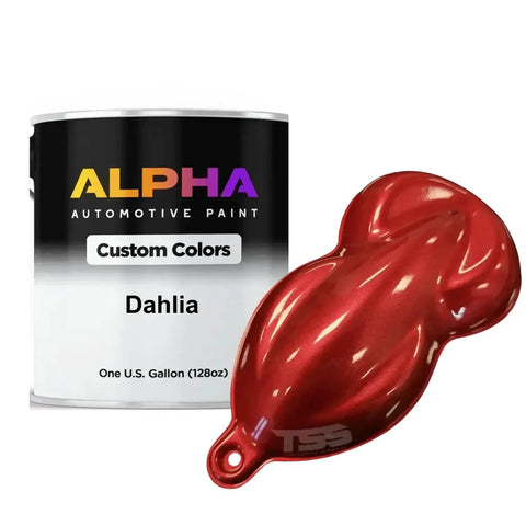 Straight Shooter Ready To Spray Basecoat Paint Gallon With Medium Reducer For Smooth Custom Hotrod Buildouts And Pro Shop Automotive Refinishing Deliverables - one gallon can and red color sample.
