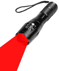670nm Red Light Flashlight One Mode Long Range Zoomable For Hunting And Night Observation, compact black tactical torch
