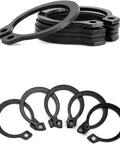 20 Pack Heavy Duty 65Mn Steel External Retaining Rings stacked and displayed, black plated for strong automotive use.