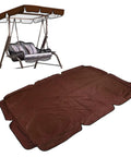 Weatherproof Porch Swing Canopy Cover 69x46.4 Inches, brown replacement top next to porch swing with silver-coated roof, easy install