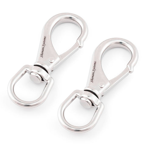 Beefy Large Stainless Steel Swivel Snap Hooks 4.6 Inch Heavy Duty Boat Clips Two Pack For Ropes And Cables Marine Anchors
