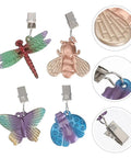 Alloy Tablecloth Clips Eight Pack 2.36 Inch Wide Non Slip Outdoor Tablecloth Holders with insect pendants, windproof secure fit.