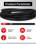 Coiled Five Eighth Inch Heater Hose Built Heavy Duty 10 Foot EPDM Radiator Coolant Line with product parameters displayed