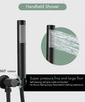 Matte Black Tub Spout With Handheld Sprayer Shower System 8 Inch Rainfall Shower Head Wall Mounted Waterfall Design