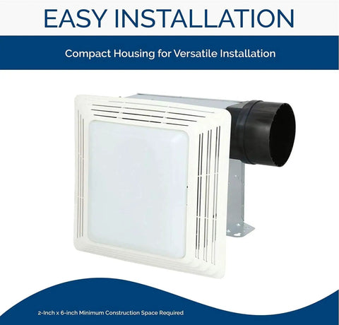 Ventilation Fan And Light Combo For Bathroom And Home Keep It Fresh 50 CFM Exhaust 100 Watt Lighting White Finish product view
