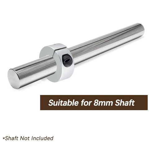 4 Pack 8mm Aluminum Shaft Collar Split Locking Collar Kit on metal rod, one piece design, 8mm bore, suitable for 8mm shaft