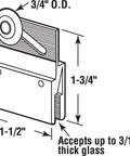 Top Shelf Frameless Shower Door Top Bracket Roller Assembly featuring smooth ride, designed for 3/16 inch glass, 3/4 inch round wheel.