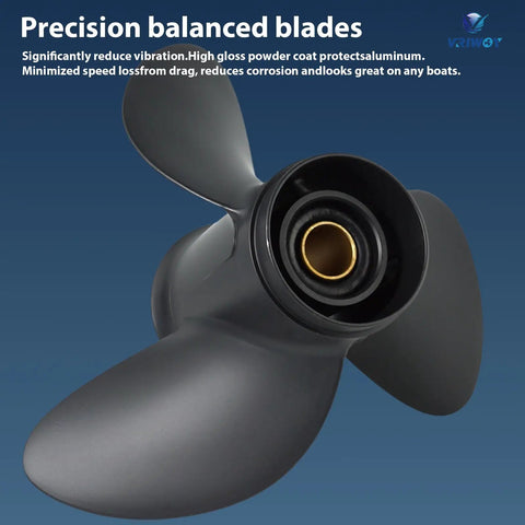 Eleven Point Seven Five Inch Diameter Seventeen Pitch Aluminum Boat Propeller Three Blade Right Hand Rotation Thirteen Spline Rubber Hub OEM