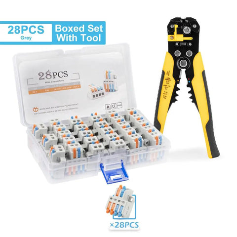 2 Into 4 Way Wire Connector Terminal Block Kit With Stripping Tool Boxed Splice Block With Fixing Holes For Electrical Wiring