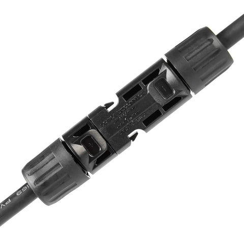 Close-up of a black solar connector from Solar Crimping Tool Kit For Solar Panel Installation All In One Solar Tool Set.