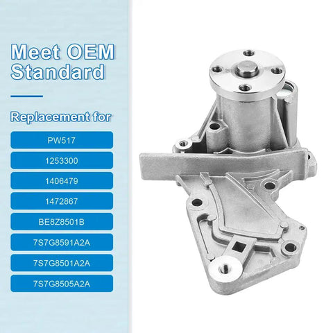 Heavy Duty Direct Fit Water Pump With Gasket Straight Shot Install For Ford Escape Fiesta Fusion Transit Connect 1.6L L4 Engine Replacement 2011 to 2019.