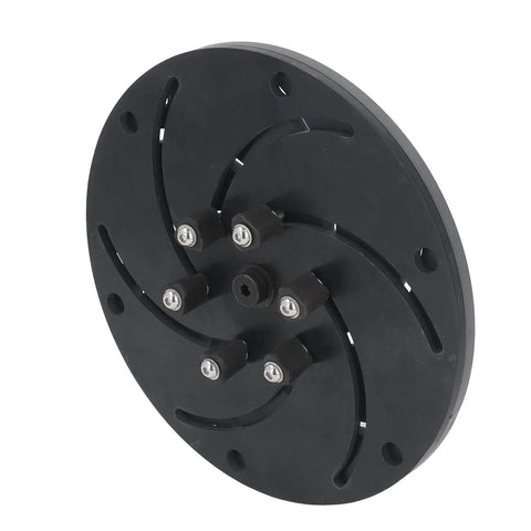 No-Nonsense 300mm Black Wood Lathe Chuck With Reinforced Alloy Body For Straight Spins And Rock-Solid Clamping Force On Bowl Turning Tasks, top view highlighting grip and design.