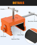 Dead Straight Cabinet Installation Clamps For Zero Sweat Face Frame Alignment Adjusts Snugly To Fit Any Cabinet Size Delivers A Hella Secure Grip Keeps Parts Locked Down During Build Slick Orange Two Pack - Close-up of clamp details, highlighting handles and alignment features.