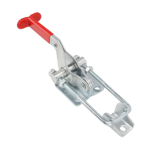 Heavy Duty Toggle Latch Clamp With Lever Handle Pull Lock for cabinets, boxes, trucks, and industrial machinery, red handle