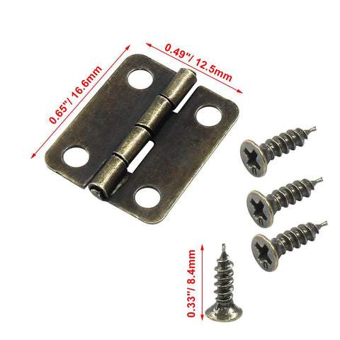 Bronze Mini Jewelry Box Hinges Set Of 60 With Screws For Diy Projects And Crafts On Wooden Boxes And Cases Antique Decorative Hinges
