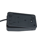 Bottom view of Foot Pedal Switch Power Supply with five foot clip cord and standard one quarter inch plug, heavy duty ABS construction
