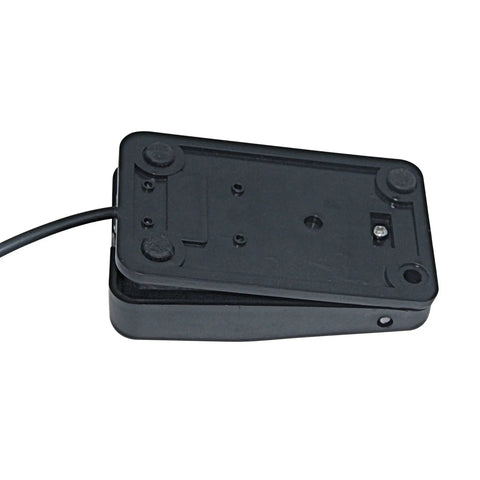 Bottom view of Foot Pedal Switch Power Supply with five foot clip cord and standard one quarter inch plug, heavy duty ABS construction