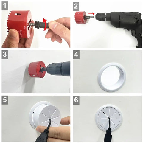 Step-by-step guide using Hide Messy TV Cables Behind The Wall With This In Wall Cable Management Kit 4 Pass Throughs 1 Hole Saw Drill Attachment Two And Three Eighths Inch Hole Easy To Install For Wall Mounted Televisions Durable In Wall Wire Hider for installation