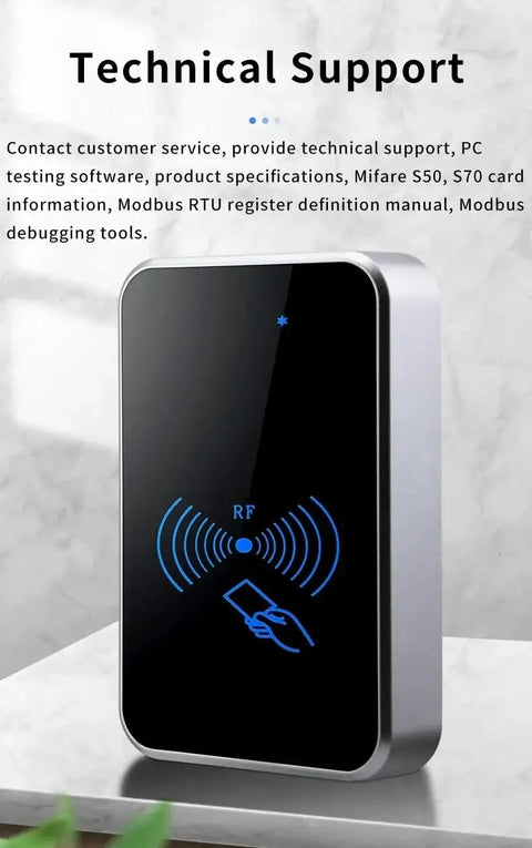 Waterproof Built Tough RFID NFC Card Reader 125KHz 13.56MHz Support RS485 Modbus RTU For Industrial PLC And Control Systems