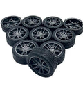 10 Pcs 30mm Rubber Wheels With Metal Shafts Round Axles For RC Cars Trucks Robots DIY Model Toy Wheels Replacement Accessories 2mm Shafts 100mm Length Set