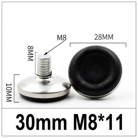 Threaded Leveling Feet Set for Furniture Legs, Adjustable Levelers M8, 28mm rust resistant glide for stable surfaces