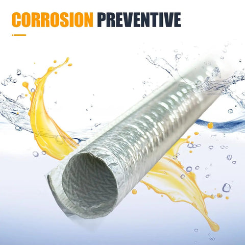 Self Closed Aluminum Heat Shield Sleeve 6mm One Quarter Inch, 39 Inch Length with corrosion-resistant coating.