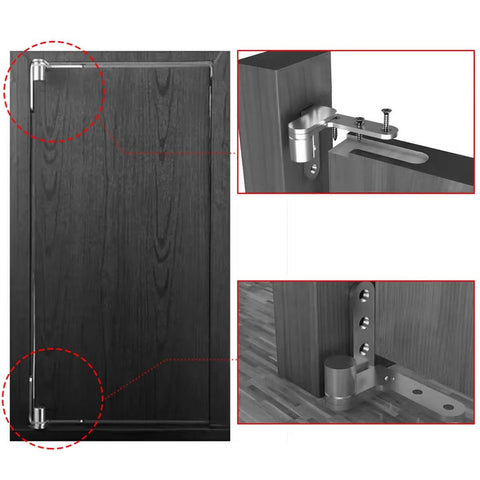 Heavy Duty Pivot Door Hinges 2 Pairs, 4.7mm Thick Offset Hinges With 180 Shaft, Max Load 132 lb Per Pair, 3/4 Inch Leaf Width installed