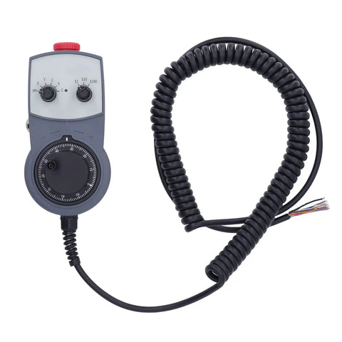 Solid Durable Electronic Handwheel CNC Controller Feels Great In Hand With Emergency Stop Button And Ergonomic Grip For Smooth Manual Feed Control, ABS body, coiled cable