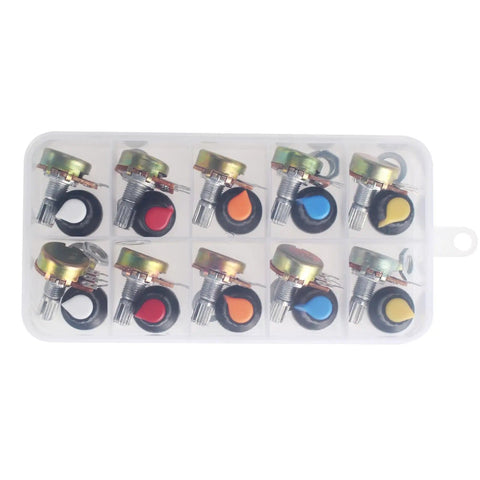 Tray of Potentiometer Kit 40 Pieces WH148 Assortment With 10 Resistance Values B1K 2K 5K 10K 20K 50K 100K 250K 500K 1M