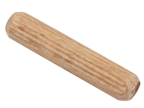 200 Pack Heavy Duty 5/16 Inch Fluted Wood Dowel Pins Built Tough From Kiln Dried Beechwood showing a single fluted dowel.