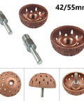 Heavy Duty Tire Grinding Head Made From Tough Alloy For Coarse Polishing And Wear Resistant Deburring On Tires With High Precision Buffer Ball Tool view showing 42mm and 55mm heads with shanks.