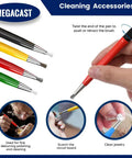 Pro Grade Four Piece Scratch Brush Set With Fiberglass, Brass, Steel And Nylon Nibs For Cleaning Jewelry, Watches, Coins, Circuit Boards