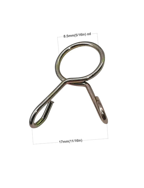 Metal clamp from Generator Fuel Line Kit 3/16 Inch ID, 3/8 Inch OD, 39 Inch Long With 20 Clamps, Oil Resistant High Temperature Fuel Hose for carb gas inlet to gas tank for small engines.