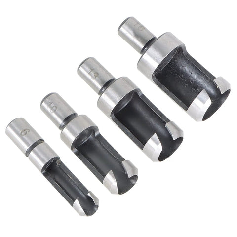 8 Piece Heavy Duty Carbon Steel Wood Plug Cutter Drill Bit Set With Straight And Taper Claw Heads For Flawless Countersunk Coverage And Clean Shop Finishes Daily, showing various sizes of drill bits.