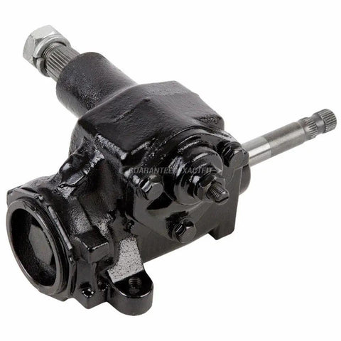 Heavy Duty Manual Steering Gearbox Straight Bolt Up Chevy Camaro Chevelle S10 Gmc Jeep Xj Yj Tj showing black finish and mounting points.