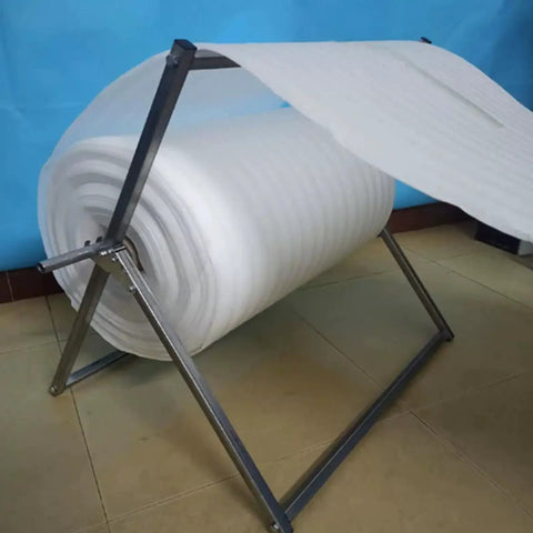 Premium Foldable Bubble Wrap Holder And Transport Station Dispenser Built Dang Tough With Rust Resistant Galvanized Steel displaying rolled bubble wrap.