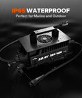 IP65 Waterproof 58.4V 18A LiFePO4 Battery Charger for 48V Systems, showing AC and DC connectors, suitable for marine use.