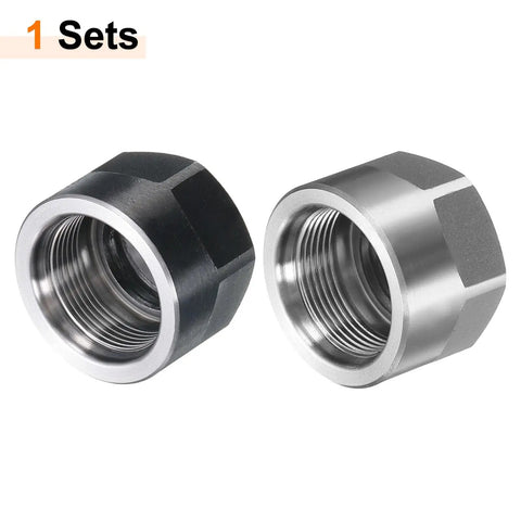 Built Tough Er11 A M14 Collet Clamping Nuts set showing two nuts, 14mm thick and crafted from hardened steel.