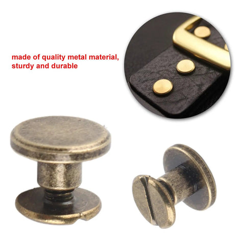 8Mm Flat Head Copper Brass Screws Nuts Rivets Set For Leather Craft And Accessories DIY Repair Kit For Luggage And Clothes