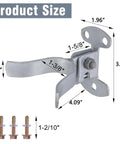 Fork Gate Latch For Chain Link Fence 1-3/8 Inch Wall Mount with padlock hole, screws included, galvanized steel hardware dimensions