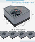 4 Pack Anti Vibration Foot Pads For Washing Machine And Dryer Non Slip Square Rubber Pedestals with Product Dimensions