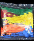 250 Pack 6 Inch Self Locking Nylon Cable Ties Multicolor For Wiring And Network Cables With Label Tag Area 1x0.6 Inches Angled Tail