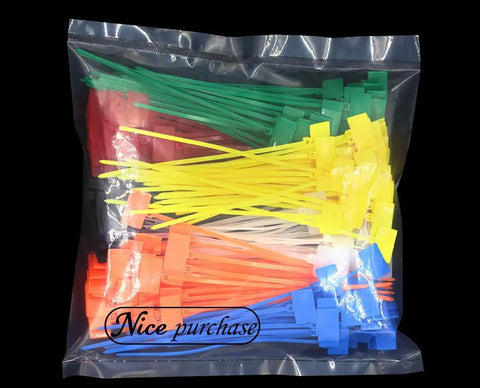 250 Pack 6 Inch Self Locking Nylon Cable Ties Multicolor For Wiring And Network Cables With Label Tag Area 1x0.6 Inches Angled Tail