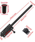 Diagram showing dimensions of Built To Last Tough As Nails Heavy Duty Black Slide Bolt Gate Latch with 304 Stainless Steel.