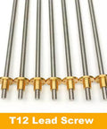 Solid T12 Lead Screw For 3D Printers Dope Build Ready 12mm Diameter 2mm Pitch Copper Nut Included Length From 100mm To 1200mm