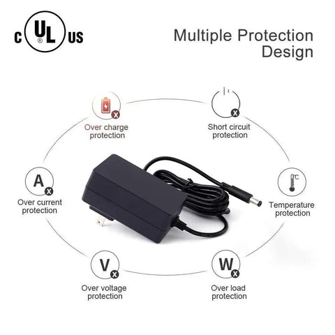 UL Listed 15V 2A Power Supply Charger With Wide 100V To 240V Input Output 15V 2A 30W Universal 5.5mm x 2.1mm Or 5.5mm x 2.5mm DC Plug Switching Transformer Adapter For Your Devices with protection icons